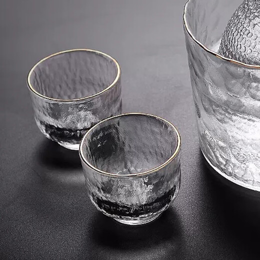 Heisou Japanese-style liquor glass home set, liquor cup, small wine cup, soju cup, sake pot, wine set, gold-rimmed wine glass 50ml, 2 pieces