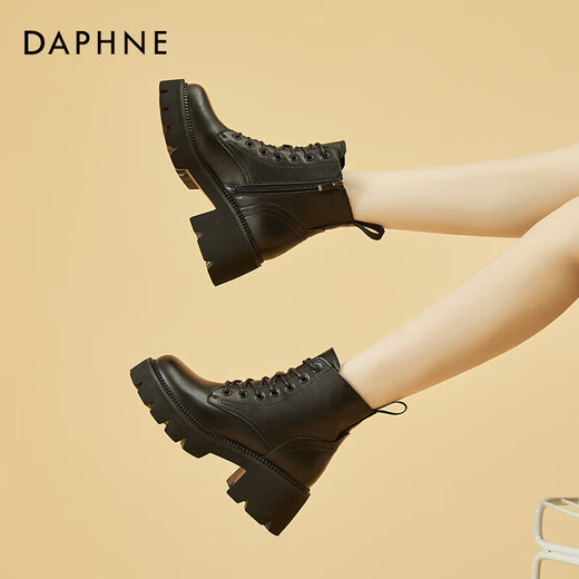 Daphne Martin boots women's British style thick-soled high-heeled short boots plus velvet women's boots 4622607107 black/velvet 36