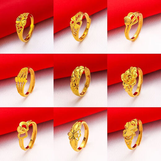Fat Donglai's same Vietnamese sand gold ring new style for women, versatile opening, large gold flower for women, street stall gift giving 83