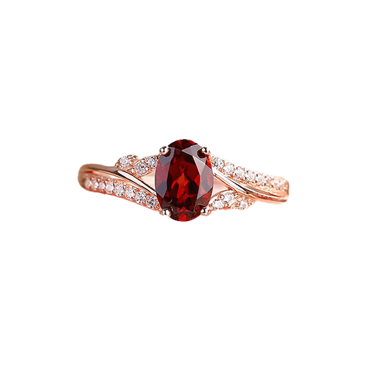 Fat Donglai's new ruby tourmaline ring with pigeon blood red garnet inlaid with 5*7mm stone for women, rose gold plated 1 carat