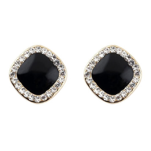 Jiuvia 925 Silver Needle Stud Earrings for Women 2021 New Pearl Earrings Trendy Korean Style Simple Internet Celebrity Temperament High-end Ear Jewelry JYD0137 Black Flash Diamond Earrings