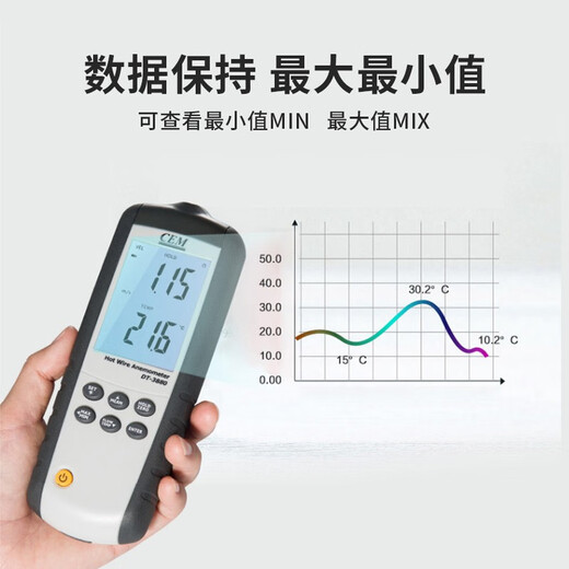 华盛昌（CEM）热敏式风速仪 数字热线式测风速 风速风温风量传感器DT-3880 【热敏式风速仪】DT-3880