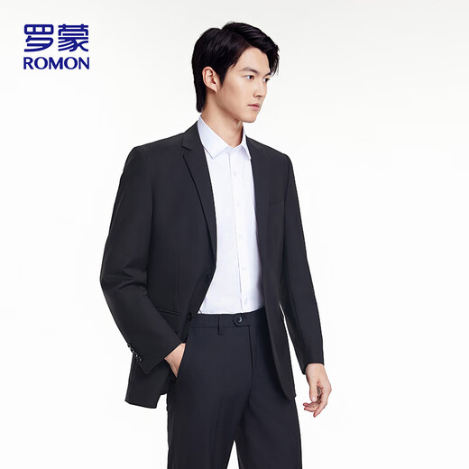ROMON suit suit men's business commuter professional formal suit gentleman groomsman suit wedding dress 2502 black 2XL