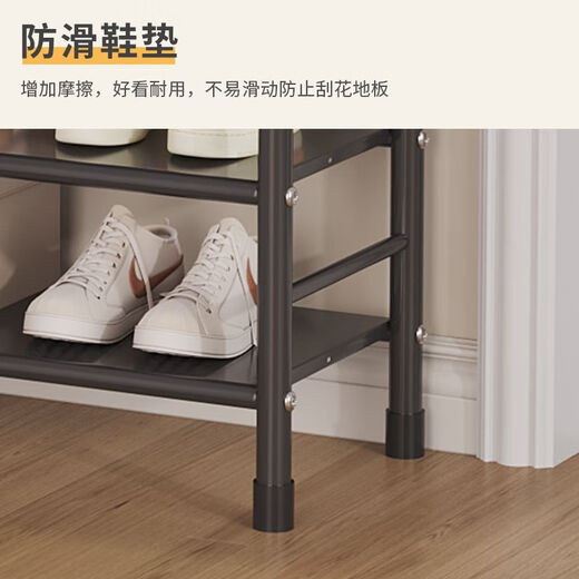 Lohas Cream Style Metal Shoe Rack Doorway Multi-layer Household Shoe Storage Rack Student Dormitory Small Shoe Rack Entry Shoe Rack Black Three-Layer
