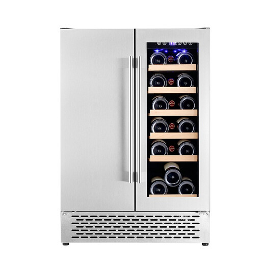 Bacchus wine cabinet embedded thermostat wine cabinet home refrigerated wine cabinet tea cabinet beer sparkling wine champagne Remy Martin small bar double door simple air-cooled frost-free YC-120 flat stainless steel door style 120L