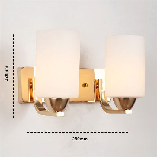 Yaotian simple modern fashion creative bedside glass wall lamp with switch living room lamp bedroom lamp aisle lamp indoor wall lamp gold double head without switch E27*12 watt LED white light bulb