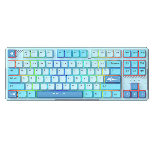 Douyu (DOUYU.COM) DKW400 Mechanical Keyboard Gaming Keyboard Wireless Bluetooth Three-Mode RGB Hot Swap 87-key matching Magnetic upper cover Sky Blue Douyu linear axis