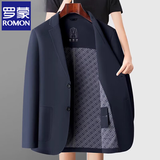 
ROMON high-end traceless casual suit men's spring and autumn suit jacket slim business elastic middle-aged daddy suit Y12397 Navy Blue XL 180 [suitable for 135-150Jin [Jin equals 0.5 kg]]