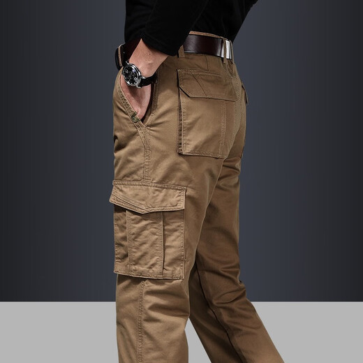 
JP Men's work pants multi-pocket loose straight outdoor water washing casual pants 9922 Military green 32-waist circumference 2 feet 5-(suitable for 130-140Jin [Jin equals 0.5 kg])