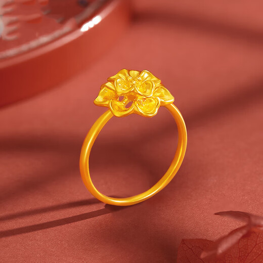 BJYL flower blooming wealth ring for women, ancient imitation sand gold ring, fashionable adjustable ring, birthday gift for mother and daughter, peony flower open ring