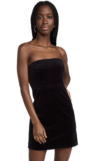 THEORY Women's Velvet Strapless Mini Dress Fashionable and Sexy Party Style Black 6