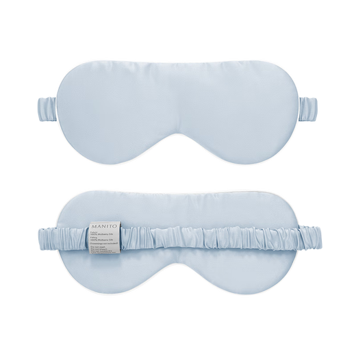 MANITO/Manita Mulberry Silk Eye Mask Light-blocking, Soft and Breathable for Sleep, Lunch Break, Travel and Skin Friendly Glacier Blue