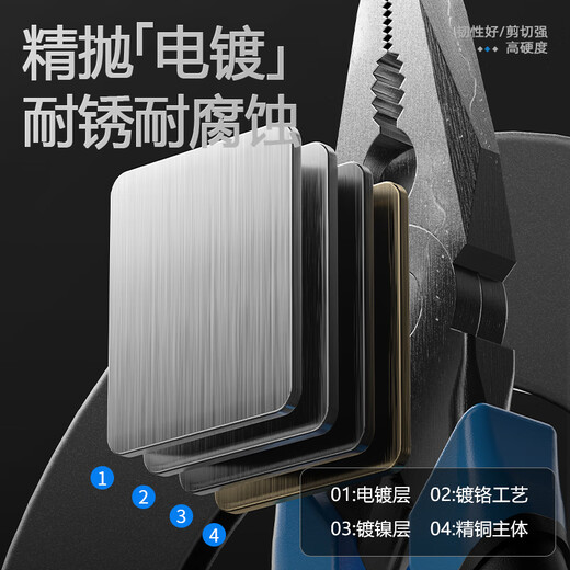 OULAIDE pliers three-piece set tiger wire pliers needle nose pliers diagonal nose pliers labor-saving clamping electrician tool vise industrial grade diagonal pliers 6 inches