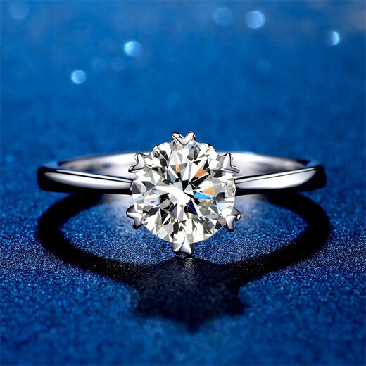 AVHE Platinum Diamond Ring Cultured Artificial Diamond Straight Arm Snowflake Real Diamond Ring New Wedding Gift Chinese Valentine's Day Platinum for Girlfriend Platinum Straight Arm Snowflake-70 Points D Color Cultured Diamond Ring No. 9-20 Available for Consultation