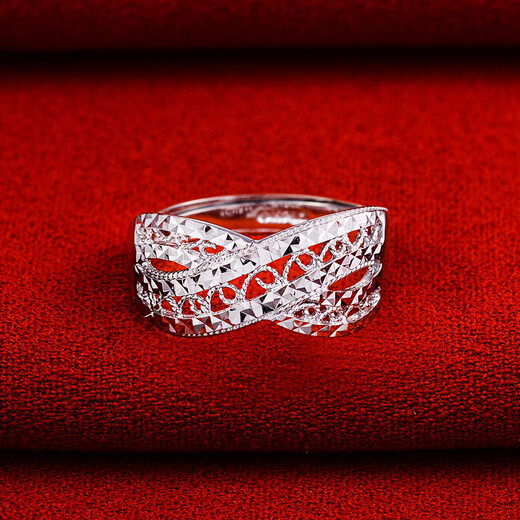 Yuan Shengfu's new PT950 fashionable hollow filigree platinum ring, white gold and shiny hand jewelry for women, 4.94g