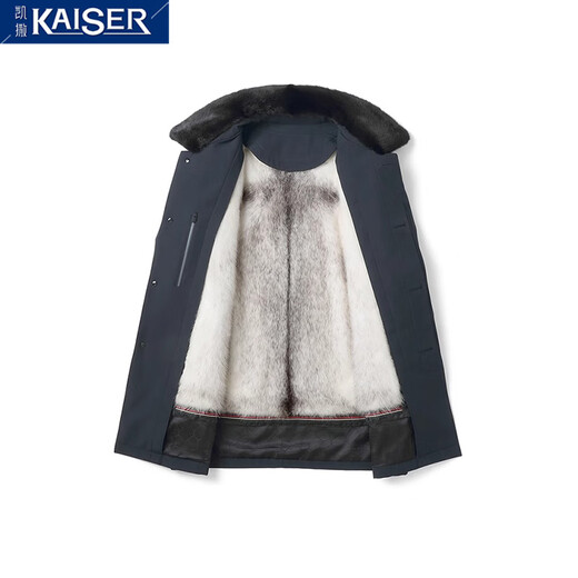 KAISER新款派克服貂皮大衣男水貂内胆尼克服翻领可拆卸皮毛一体中长款男 十字貂 5XL