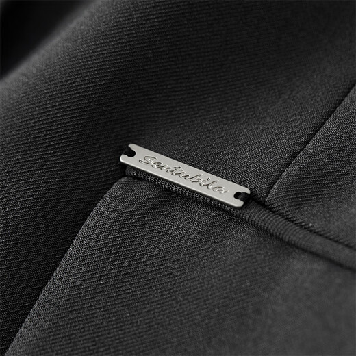 Shandubila 2025 Spring and Autumn Blazer Feminine Commuting One-Button Metal Label Fake Pocket Suit Dark Gray M