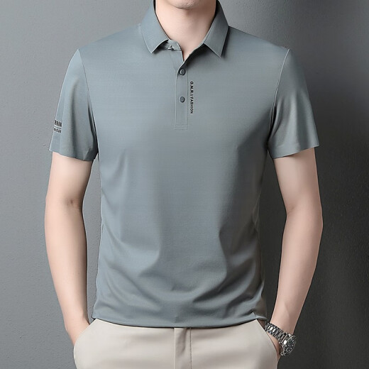 
Anislun light luxury aristocratic short-sleeved T-shirt for men in summer thin solid color fashion casual and versatile half-sleeved top T-shirt for men 9859 light brown M 170 [recommended 120-134 Jin [Jin equals 0.5 kg]]