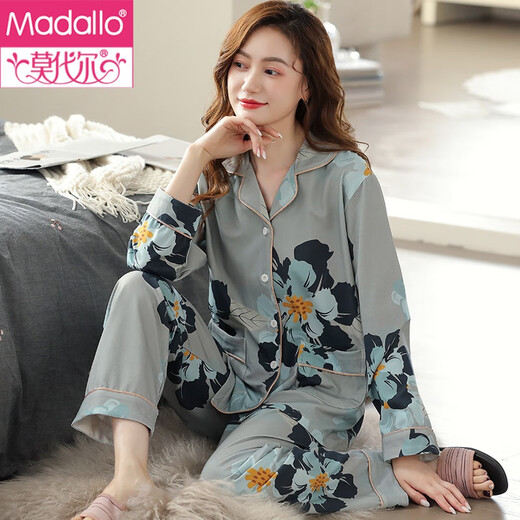Modal pajamas for women in spring and autumn pure cotton long-sleeved middle-aged mothers women's home clothes 2025 new autumn large-size set X9215 3XL (180)