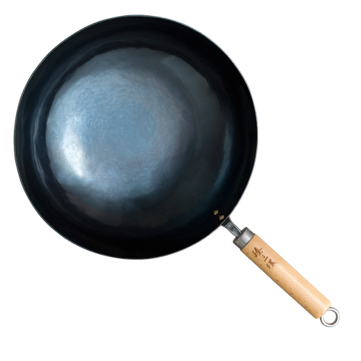 Zhensanhuan authentic Zhangqiu iron pot handmade wok wok uncoated Yihuan light sound pot gift box set ancient roasted blue 32cm + spatula + lid 3-piece set