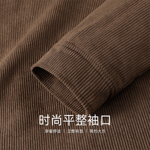 Mark Huafei Corduroy Jacket Men's 2025 Autumn and Winter New Contrast Color Lamb Velvet Plus Velvet Warm Loose Casual Jacket Coco Brown M (170)