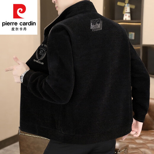 Pierre cardin men's jacket autumn and winter new stand collar plus velvet jacket trendy casual thickened winter woolen coat short plus velvet JR983/gray L suitable for 105-120Jin [Jin equals 0.5 kg]