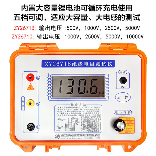 XMSJ绝缘电阻仪 绝缘特性高精度表ZY2671C 10000V D2677C (5000V)  含线
