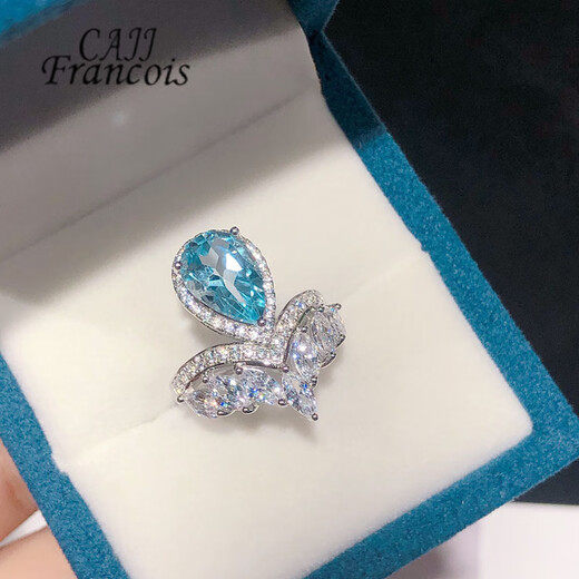 CAJJ Francois 3.50 carat topaz ring for women, natural colored gemstone, jewelry gemstone, 925 silver inlaid, No. 13