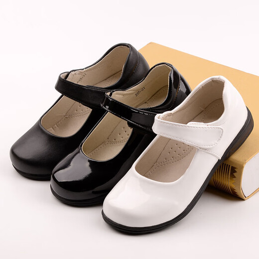 G.duck girls black leather shoes children student performance shoes girls princess single shoes middle and large children dress shoes etiquette school uniform shoes 55 watt black 38 inner length 24 cm