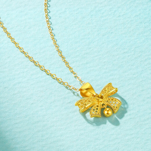 Liuguifu Jewelry 18k gold pendant female gold fairy bow clavicle necklace new year birthday gift for girls about 0.95g + brand gift box