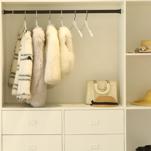 1GSHOP special punch-free installation point buckle telescopic rod for curtains, simple Roman rod for bedroom, kitchen and bathroom, modern matte black, 32 diameter, 1.6-2.1 meters