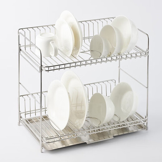 MUJI stainless steel double-layer drain basket kitchen rack bowl rack countertop dish rack sink storage rack