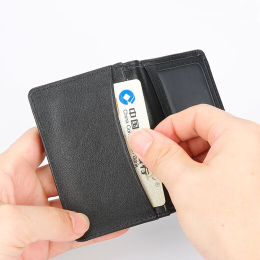 Ehrenmann Cowide Visitenkartenkartenbeutel echtes Leder -Männer mit großer Kapazität Visitenkarteninhaber Frauenlizenz -Lizenz -Bag -Karten -Kartentasche 99 Black Large Card Slot