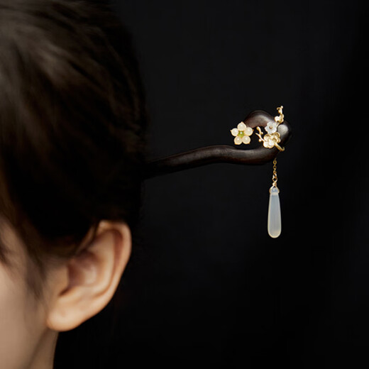 Kamalun (KAMALUN) hairpin 2025 new sandalwood hairpin ancient style rocking hairpin tassel hairpin new Chinese elegant Hanfu hair accessories hairpin + brand gift box lettering customization