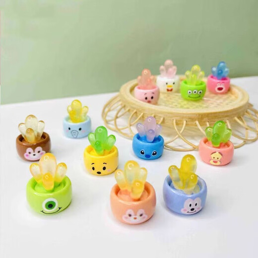 Luminöse Kaktus -Ornamente in der Autozentrum Konsole Dekoration DIY Accessoires Kinder Schüler belohnen kleine Geschenke leuchtend Cartoon Sukkulente Kaktus zufällig 10