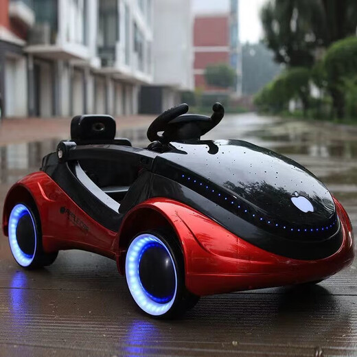 Zuanshi (zuanshi) children's electric car, Apple concept car, car, child toy car, baby rocking car, can sit on and charge with remote control, white + full function + wheel light, swing + big battery + music Bluetooth + remote control