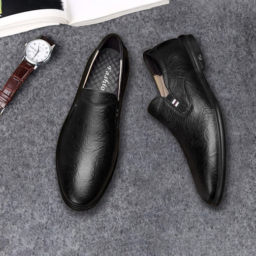 Keechmont Men's Beanie Shoes Toe Toe Toe Withide Cow Whide Ligero y transpirable Zapatos Lazy Lazy Lazy Shoes informales zapatos para hombres 11973 Black Regular Versión 37