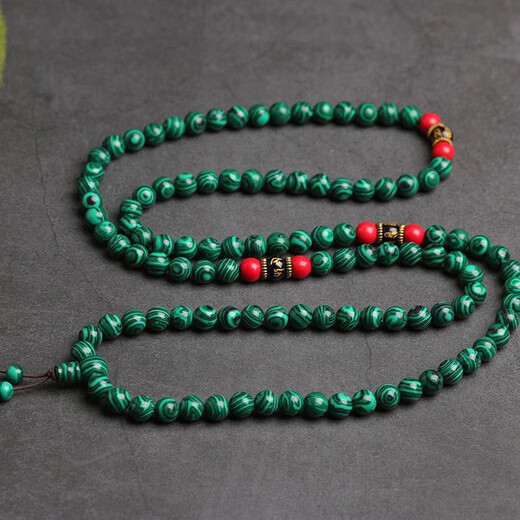 Sanskrit malachite boutique 108 beads bracelet, round beads 6mm for men and women, malachite beads rosary bracelet wholesale, green malachite multi-circle