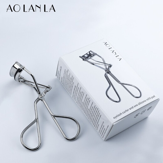AOLANLA American stainless steel wide-angle eyelash curler professional natural curling long-lasting eyelash curler for beginners with replacement pad, silver