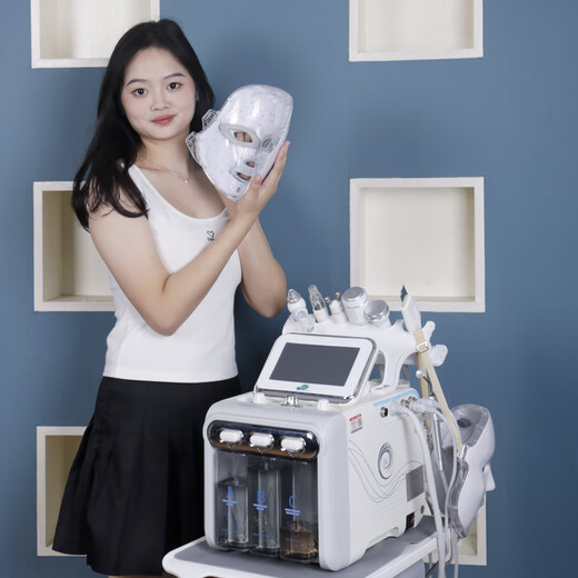 Hydrogen-oxygen small bubble beauty instrument, the same model used in beauty salons to clean, absorb, remove blackheads and acne, and inject oxygen into the facial water light instrument, double pump green, 10-in-1 (all-purpose model)