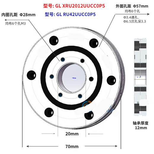 Turntable Rotary Support Crossed Roller Bearing RU 28 42 52 66 85 124 148 RU42UUCC0P5 level others