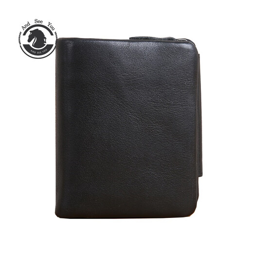 ANDSEEYOU brand wallet men zipper short wallet soft leather multi-card card bag genuine leather handbag cowhide leather vertical wallet black