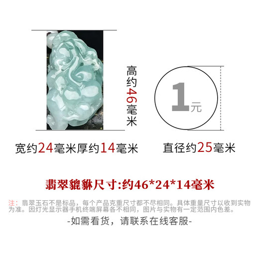 千载一玉 翡翠玉貔貅吊坠 男士冰底淡绿飘花貔貅玉石玉坠挂件 带证书 款四 QZF3532q