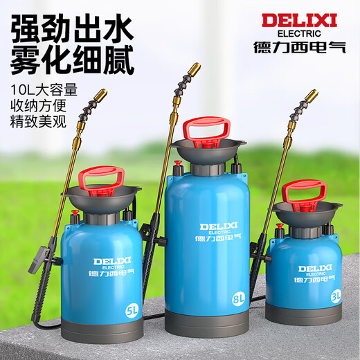 DELIXI ELECTRIC sprayer pesticide manual air pressure spray kettle disinfection sprayer watering kettle gardening flower watering alcohol kettle 8L