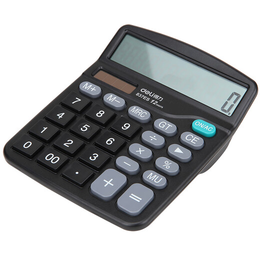 Calculatrice à double puissance à double puissance 12 bits grand écran Solaire grande clé Calculatrice électronique Calculatrice spéciale calculatrice financière Calculateur de bureau commercial [Série classique - noir] 837ES