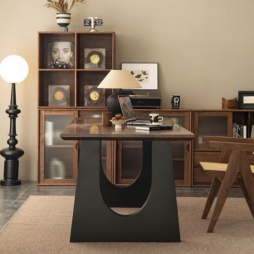 Jinzun solid wood computer desk modern simple rectangular student desk integrated office desk home dining table and chair combination 140*60*75 board thickness 5cm