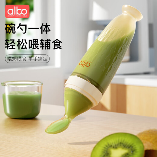 albo rice cereal spoon feeding bottle silicone spoon newborn baby squeeze feeding spoon baby rice cereal food supplement tool feeder