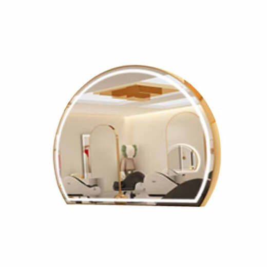 Internet celebrity hair salon dedicated wall-mounted semicircle with light for hair salon perming, dyeing and hair cutting mirror perfect circle haircut frameless 70*90 semicircle backlight official standard configuration