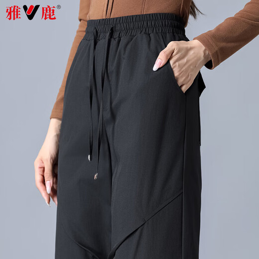 Yalu Workwear Outdoor Down Pants Women's Outer Wear 2025 Winter Fashion Casual Loose Straight Winter Pants Warm Trousers Women Black L Suitable for 110-125 Jin Jin equals 0.5 kg