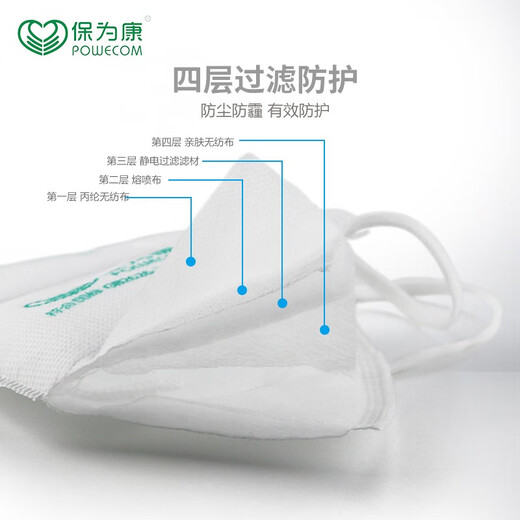 保为康9700V防尘口罩KN90独立包装带呼吸阀防雾霾工业劳保装修粉 9711V头戴式带阀（10只）